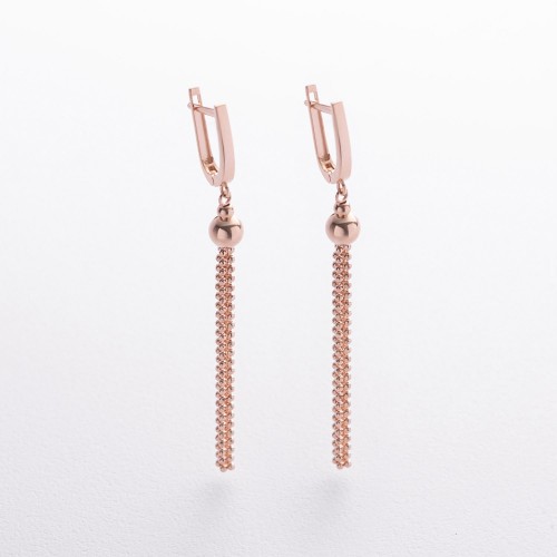 Золотые висячие серьги с шариками с06282