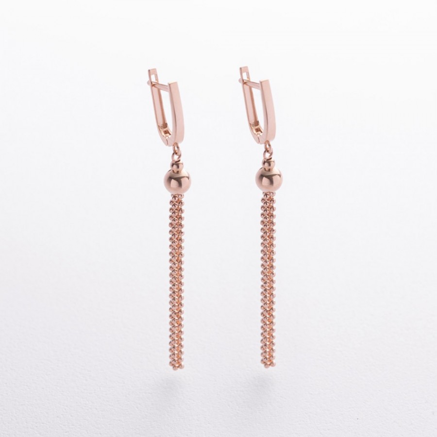 Золотые висячие серьги с шариками с06282