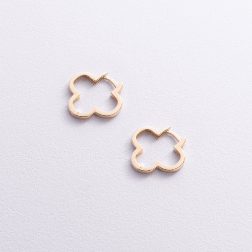 Серьги "Клевер" в желтом золоте с06936