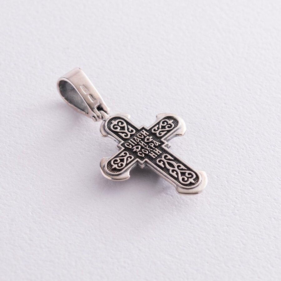 Православный серебряный крест "Распятие. Спаси и Сохрани" 133092