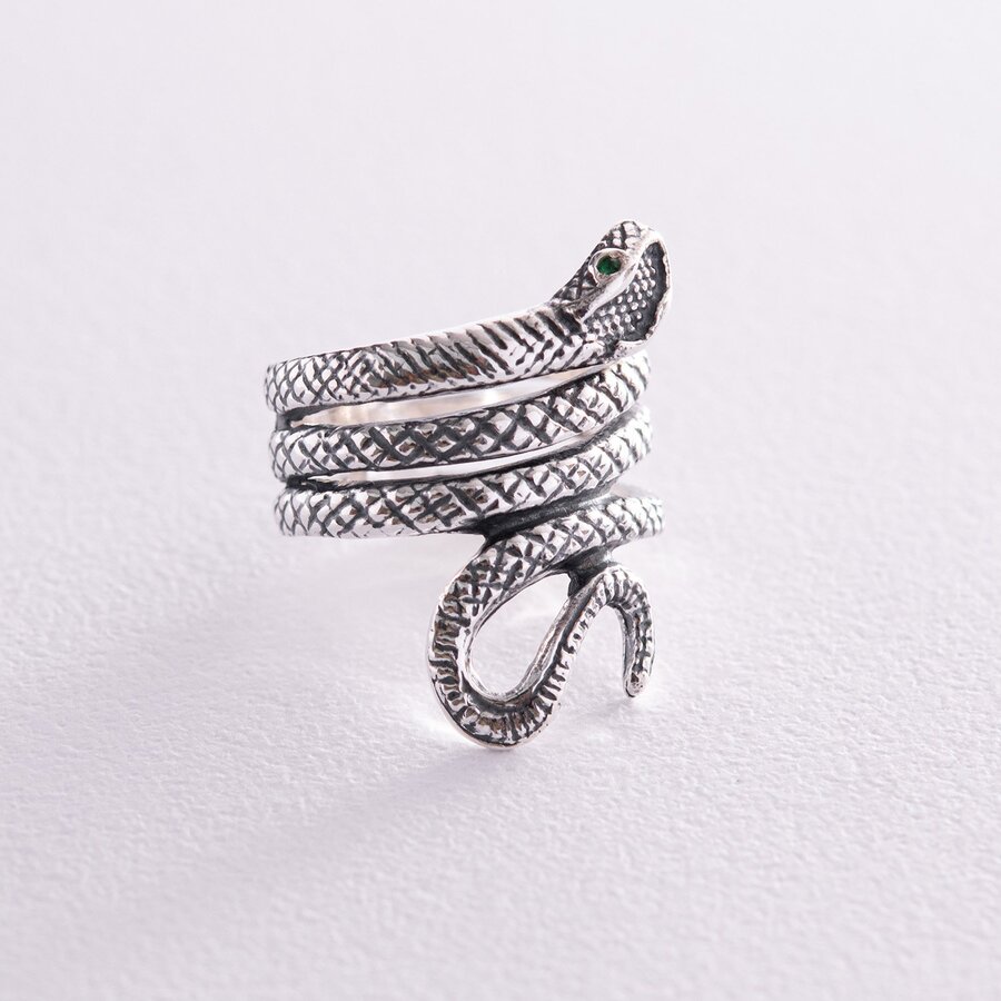 Серебряное кольцо "Змея" 112663