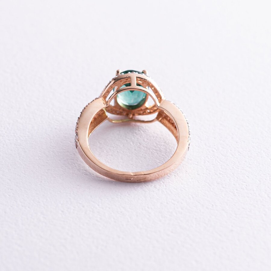 Золотое кольцо (празиолит, фианит) к04657