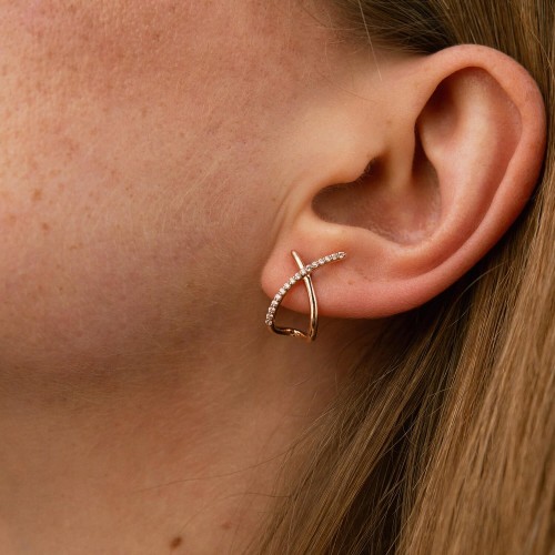 Золотые серьги - пусеты "Mia" с фианитами с09154