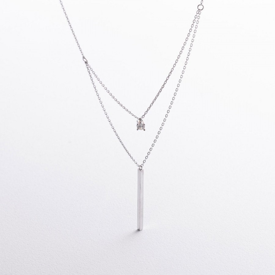 Двойное золотое колье "Хлоя" с фианитом кол02052