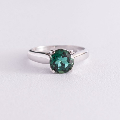 Серебряное кольцо (фианиты, кварц) 1354/1р-QGR