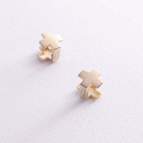 Серьги "Крестики" в желтом золоте с06954