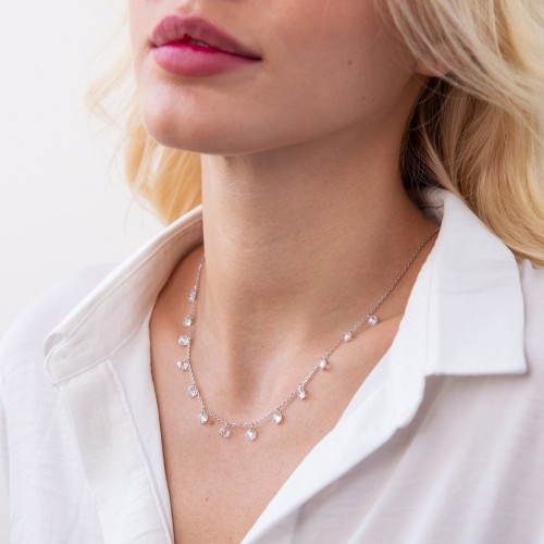 Серебряное колье с фианитами 18519