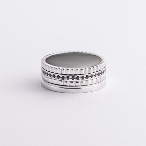 Золотое кольцо "Sharon" с черными фианитами к08301