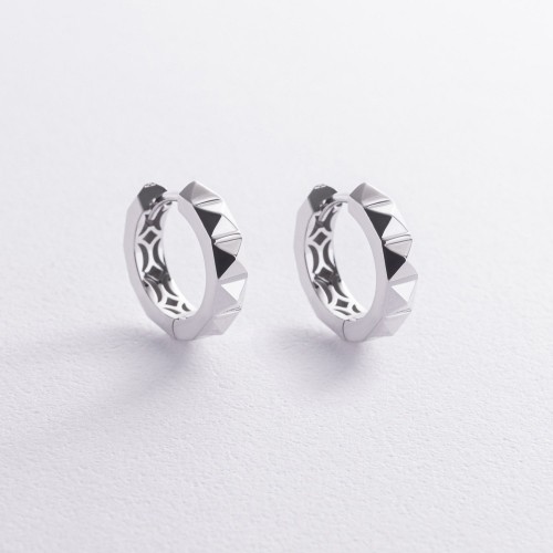 Серьги - кольца в белом золоте с09011