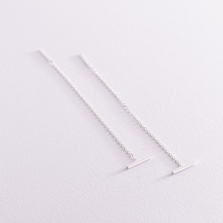 Серебряные серьги - протяжки в стиле минимализм 123105