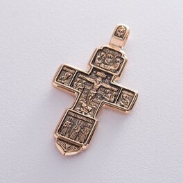 Православный крест "Распятие. Вход благоразумного разбойника в рай" (чернение) п00310