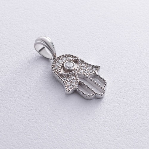 Серебряный кулон "Хамса" с фианитами 1186