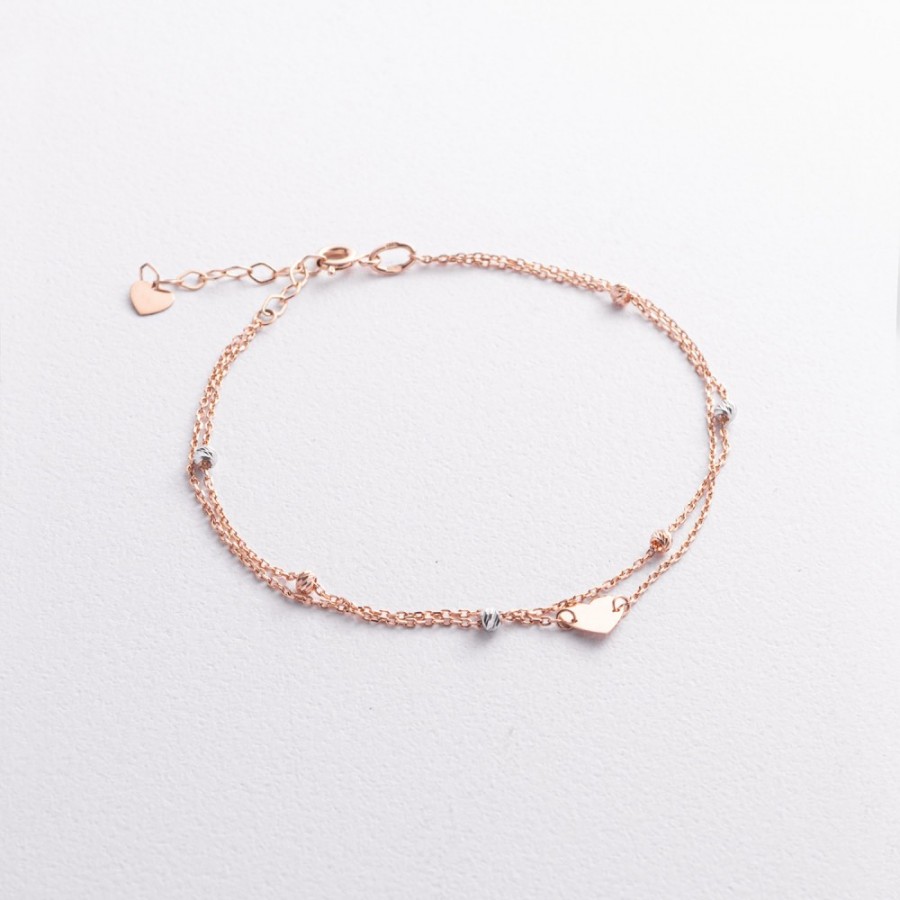 Подвійний золотий браслет "Сердечко" б05840