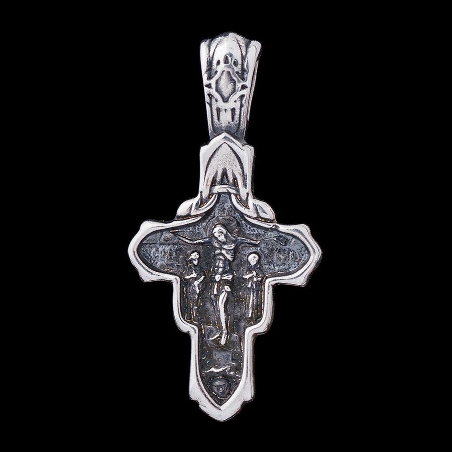 Срібний православний хрестик з розп'яттям 13843