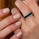 Серебряное кольцо с синт. сапфирами и фианитами 1823/1р-NSPH