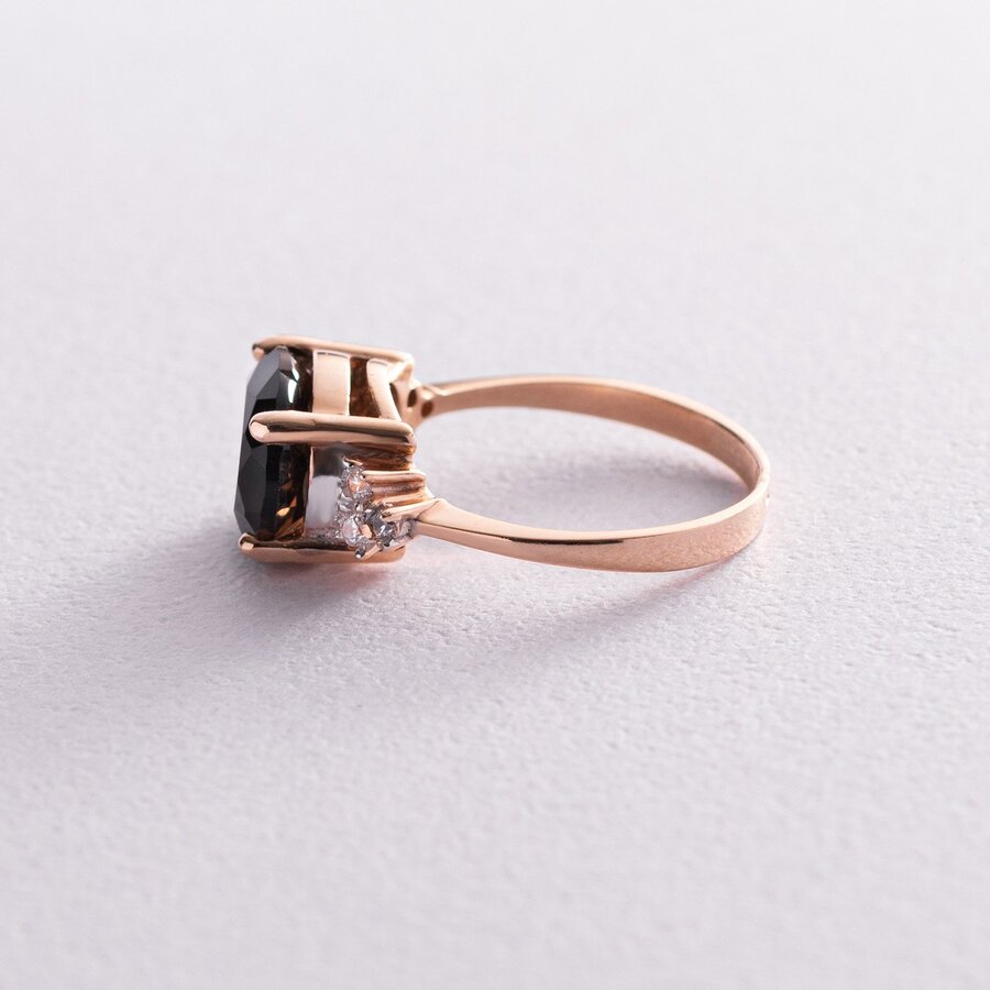 Золотое кольцо (дымчатый кварц, фианиты) к03056