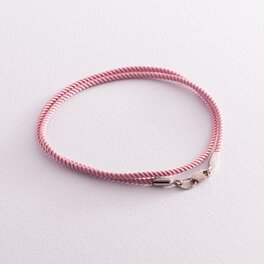 Шовковий рожевий шнурок з гладкою золотою застібкою (2 мм) кол02076