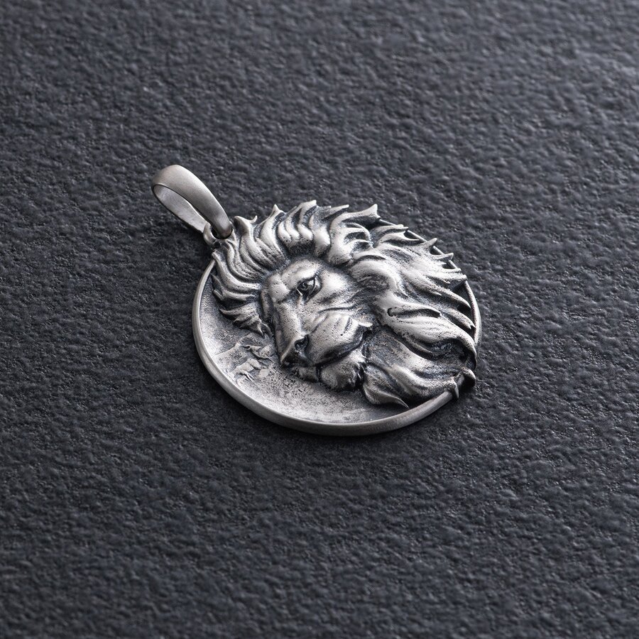 Срібний кулон "Лев" (можливе індивідуальне гравіювання) 1224