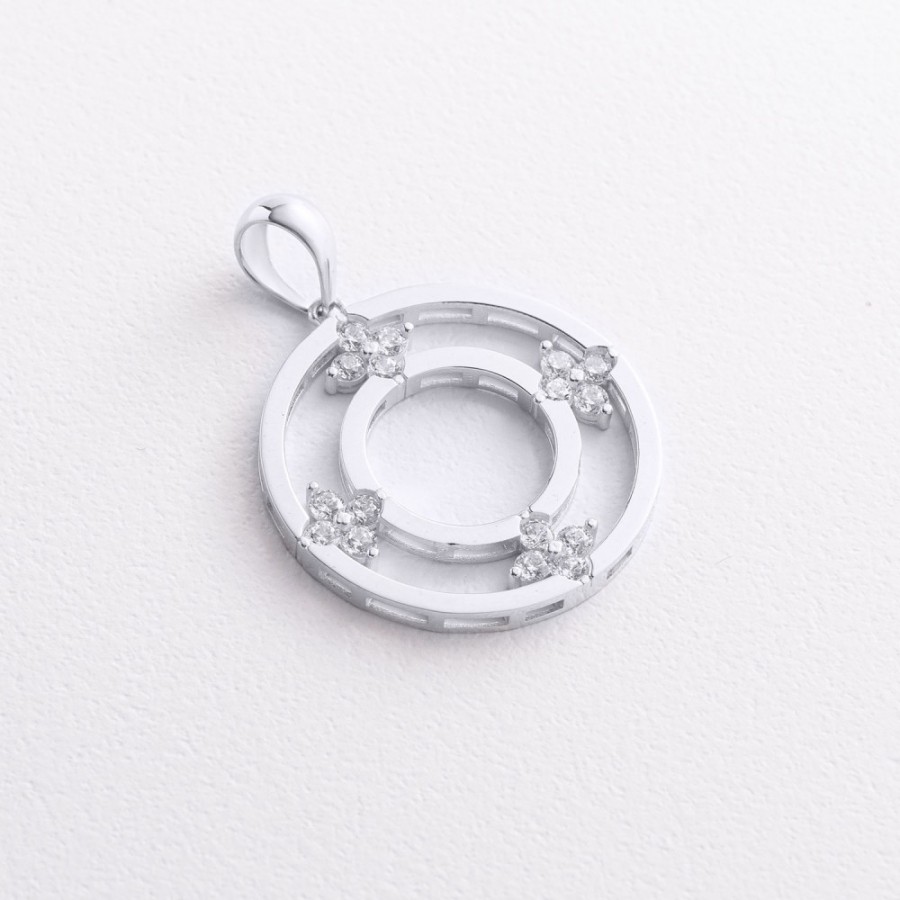 Кулон "Конюшина" з фіанітами (біле золото) п04070