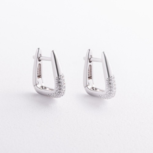 Серебряные серьги с фианитами 123555