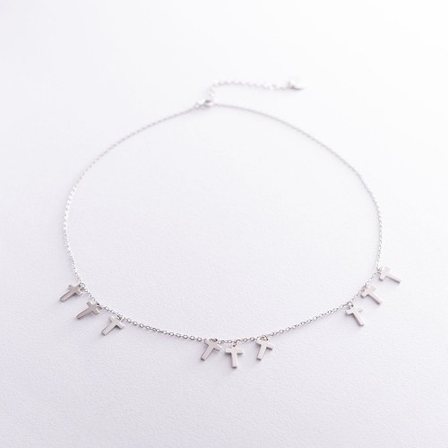 Серебряное колье с крестиками 18941