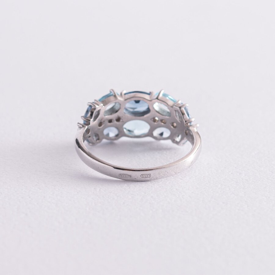 Серебряное кольцо с кварцом и фианитами 1370/1р-QLBQS