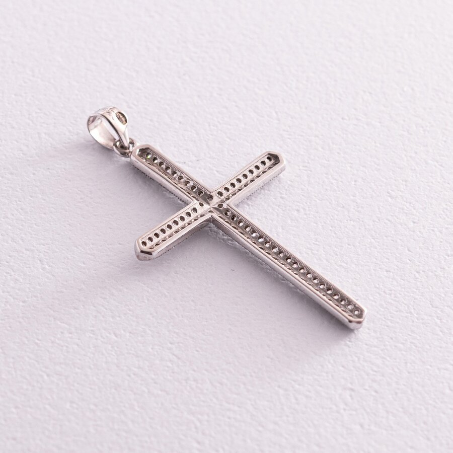 Срібний хрест (фіаніти) 131600