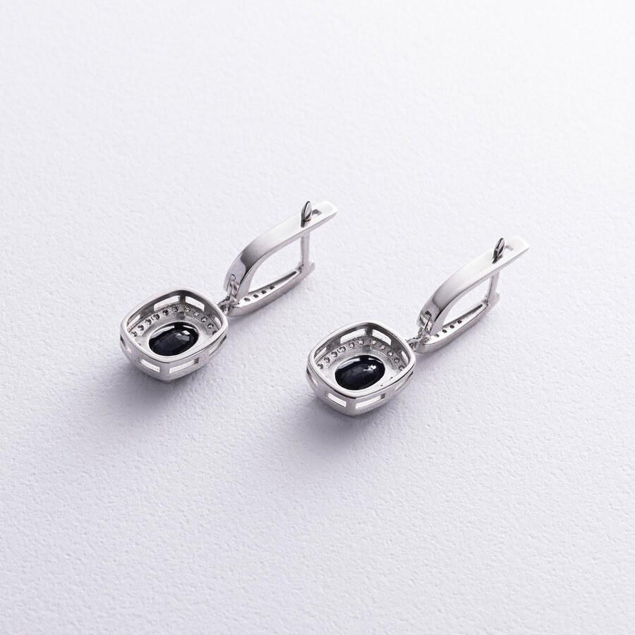 Срібні сережки з сапфірами та фіанітами GS-02-060-3110