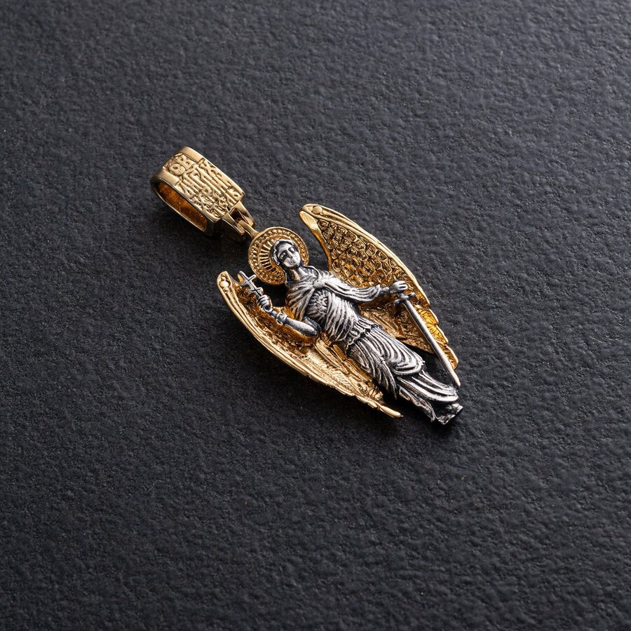 Серебряная подвеска "Ангел" с позолотой 132226