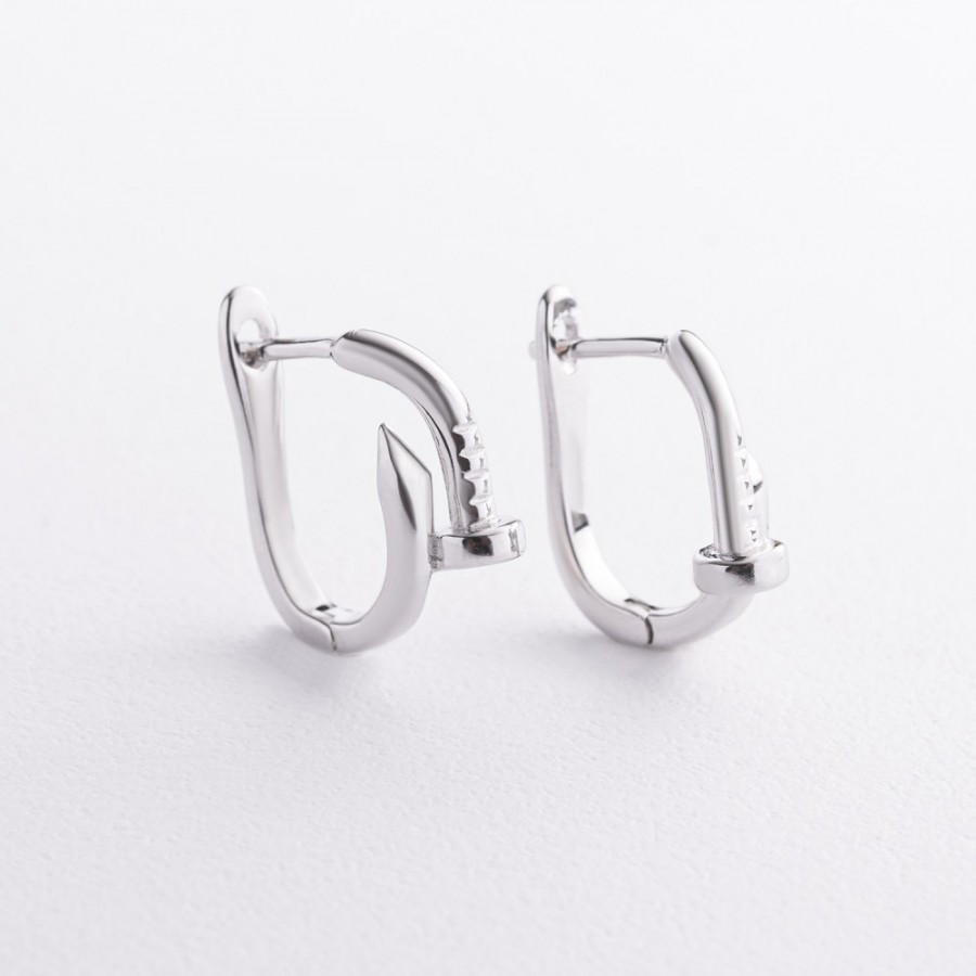 Срібні сережки "Цвях" 123525