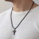 Срібний хрест "Розп'яття. Спаси і Збережи" з ебеновим деревом mini 1340