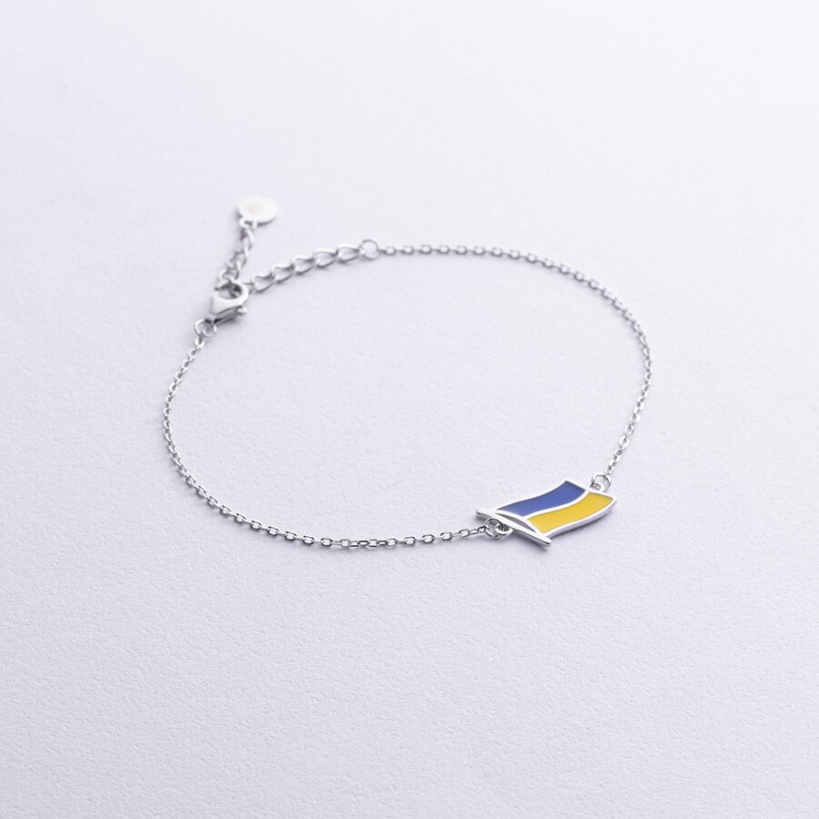 Браслет "Прапор України" в сріблі (синя і жовта емаль) 141716