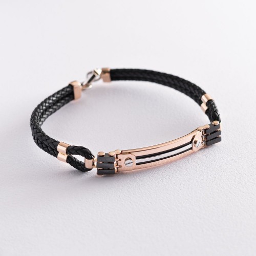 Каучуковий браслет з червоного золота (онікс, кераміка) б03984