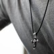 Срібний хрест "Розп'яття. Спаси і Збережи" з ебеновим деревом mini 1075