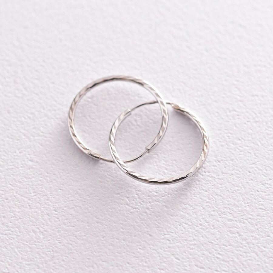Серьги - кольца в белом золоте (1.8 см) с07153