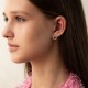 Серебряные серьги - пусеты с розовыми синтетическими сапфирами 2689/1р-PSPH