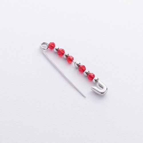 Срібна шпилька з червоними каменями ﻿20157
