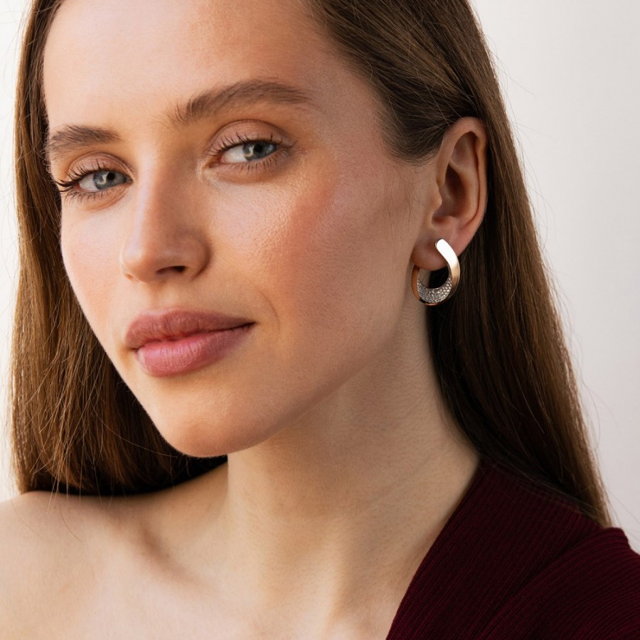 Золоті сережки "Крапельки" з фіанітами с08521