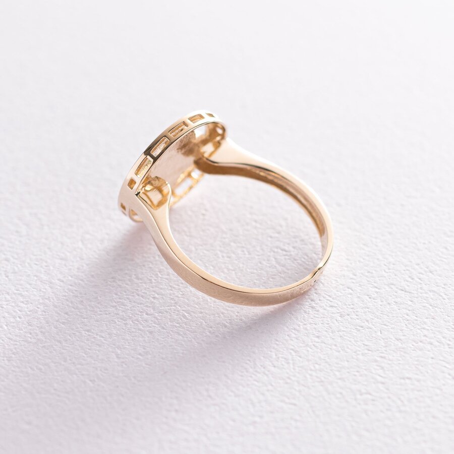 Кольцо "Клевер" в желтом золоте (эмаль) к06709