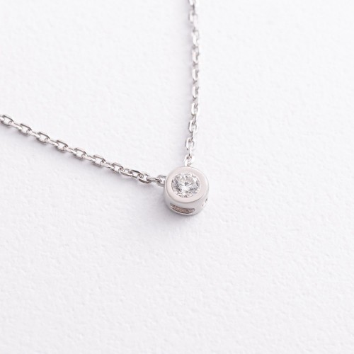 Серебряное колье с фианитом 908-00971