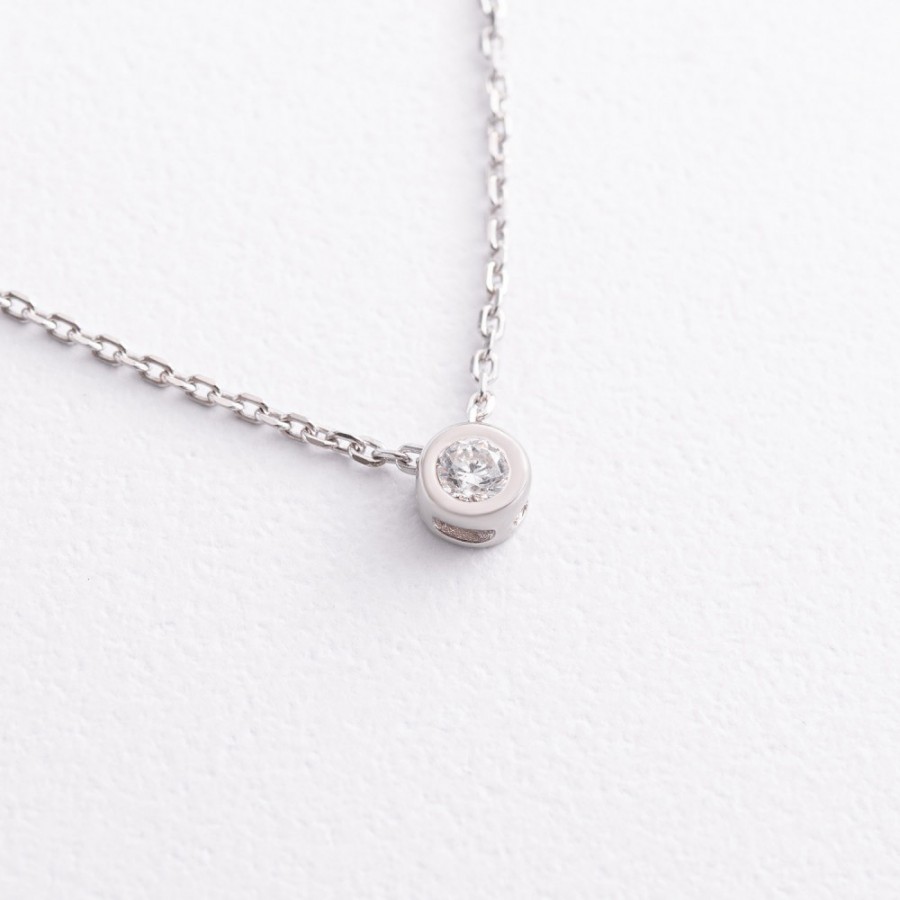 Серебряное колье с фианитом 908-00971