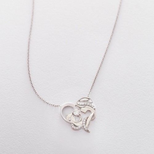 Серебряное колье "Мать с ребенком" (фианит) 18859