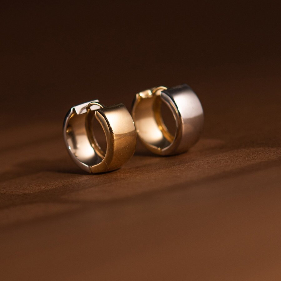 Серьги - кольца из желтого и белого золота с01275