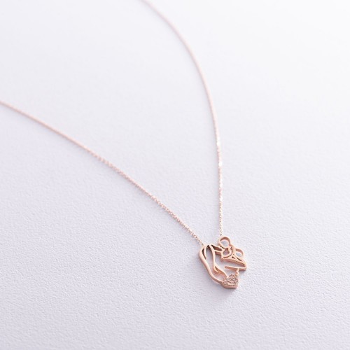 Золотое колье "Мама с ребенком" (фианиты) кол01101