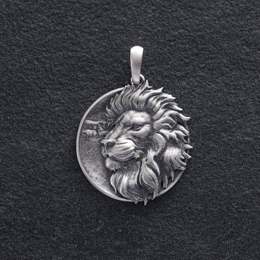 Срібний кулон "Лев" (можливе індивідуальне гравіювання) 1224