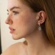 Серебряные серьги с голубыми топазами и фианитами GS-02-086-3010