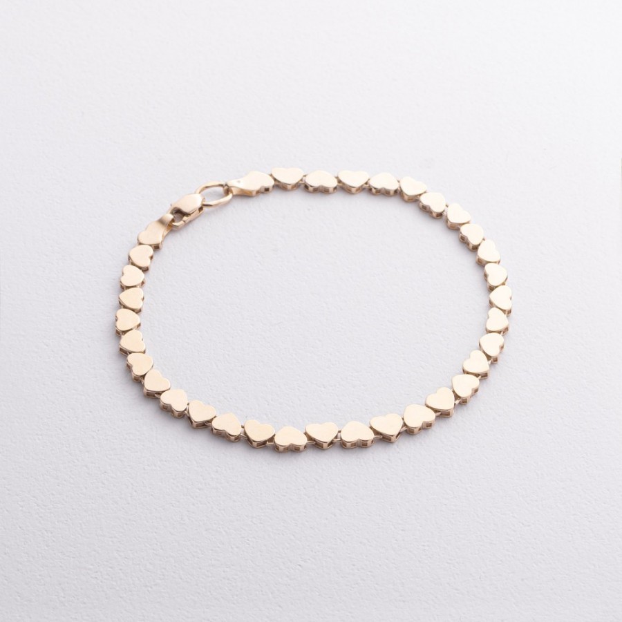 Браслет "Сердечки" в желтом золоте б05783