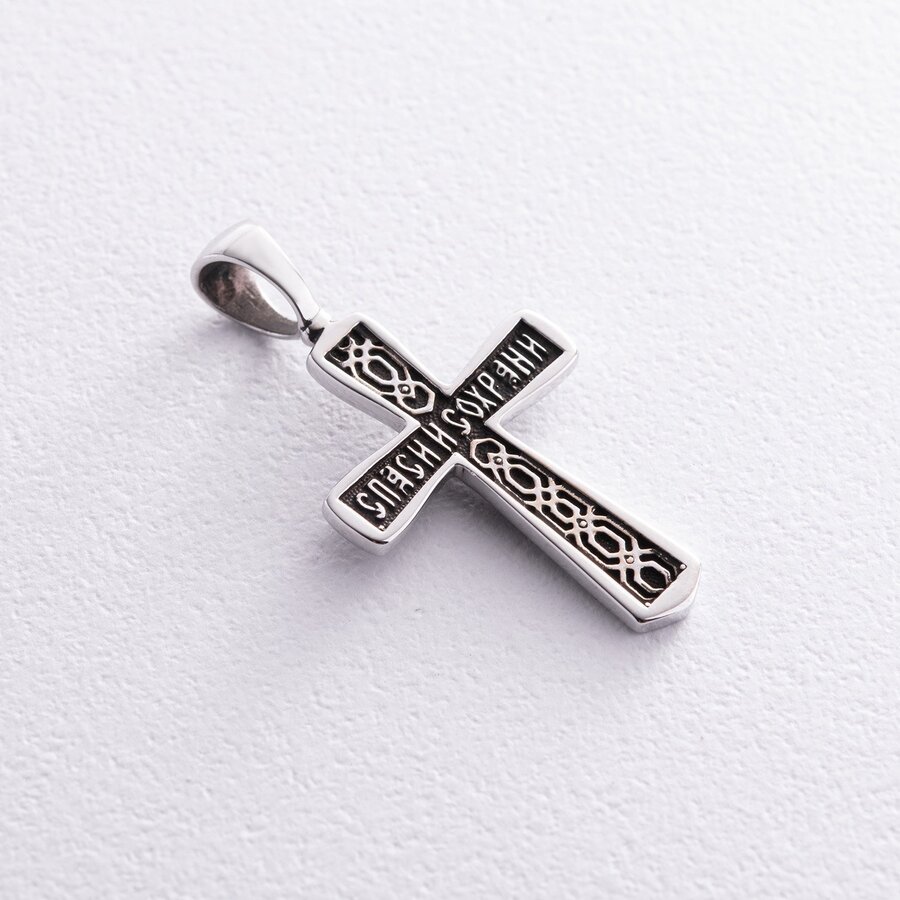 Золотой православный крест "Распятие. Спаси и Сохрани" п02486