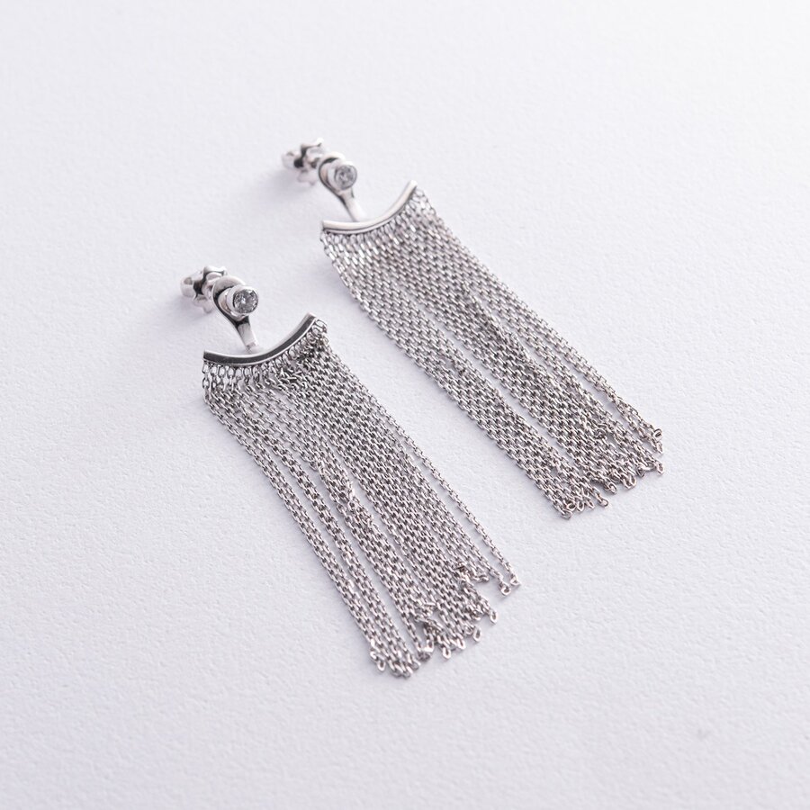 Срібні сережки - джекети "Іветта" з ланцюжками 902-01373