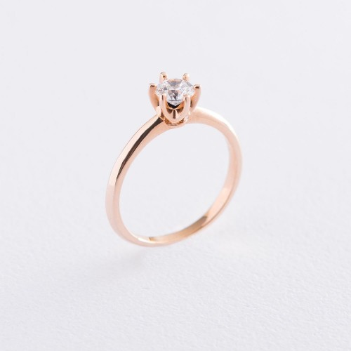 Заручальна каблучка в червоному золоті (куб. цирконій Swarovski) к06230